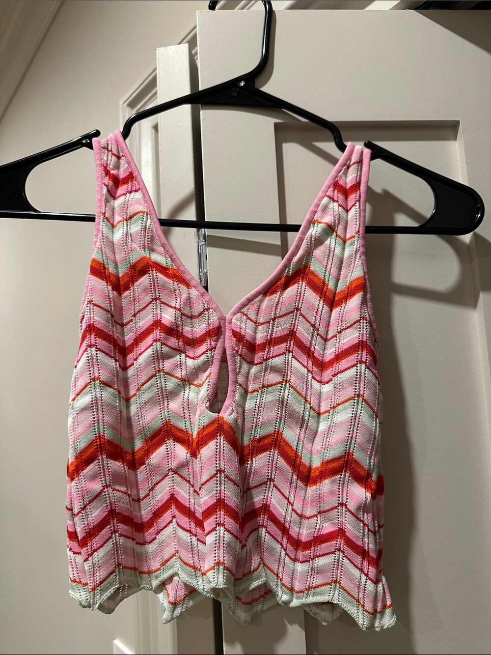 Ronny Kobo Collection Pink Chevron Knit One-Piece with Multicolor Stripes